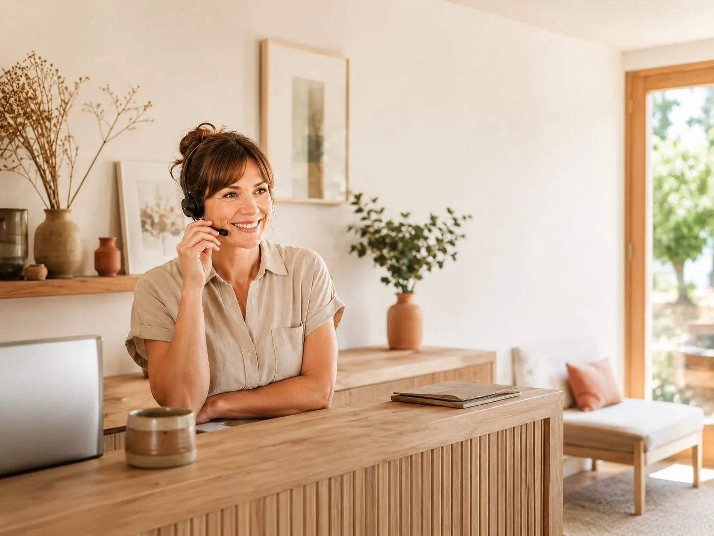 Maya, the AI demo front desk (illustration)